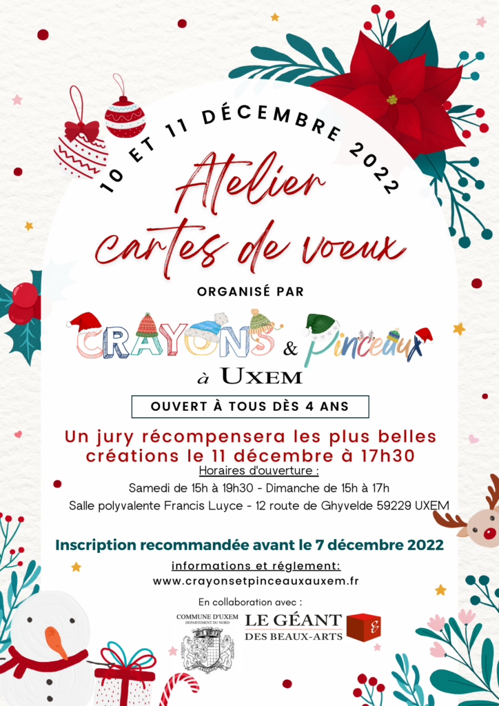 Affiche atelier "cartes de vœux" et concours - Marché de Noël 2022